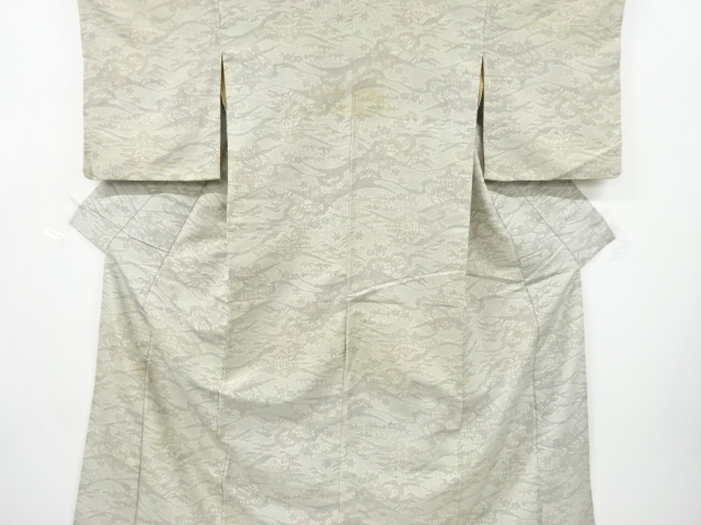 JAPANESE KIMONO / ANTIQUE KIMONO / SILK / HAND WOVEN TSUMUGI / SCENERY OF HOUSES